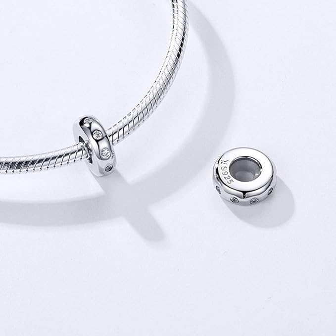 Zilveren bedelstopper voor het indelen van bedels op een zilveren snakechain of lederen armband